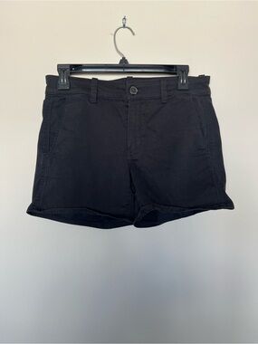 American Eagle Classic Black Casual Twill Midi Shorts
